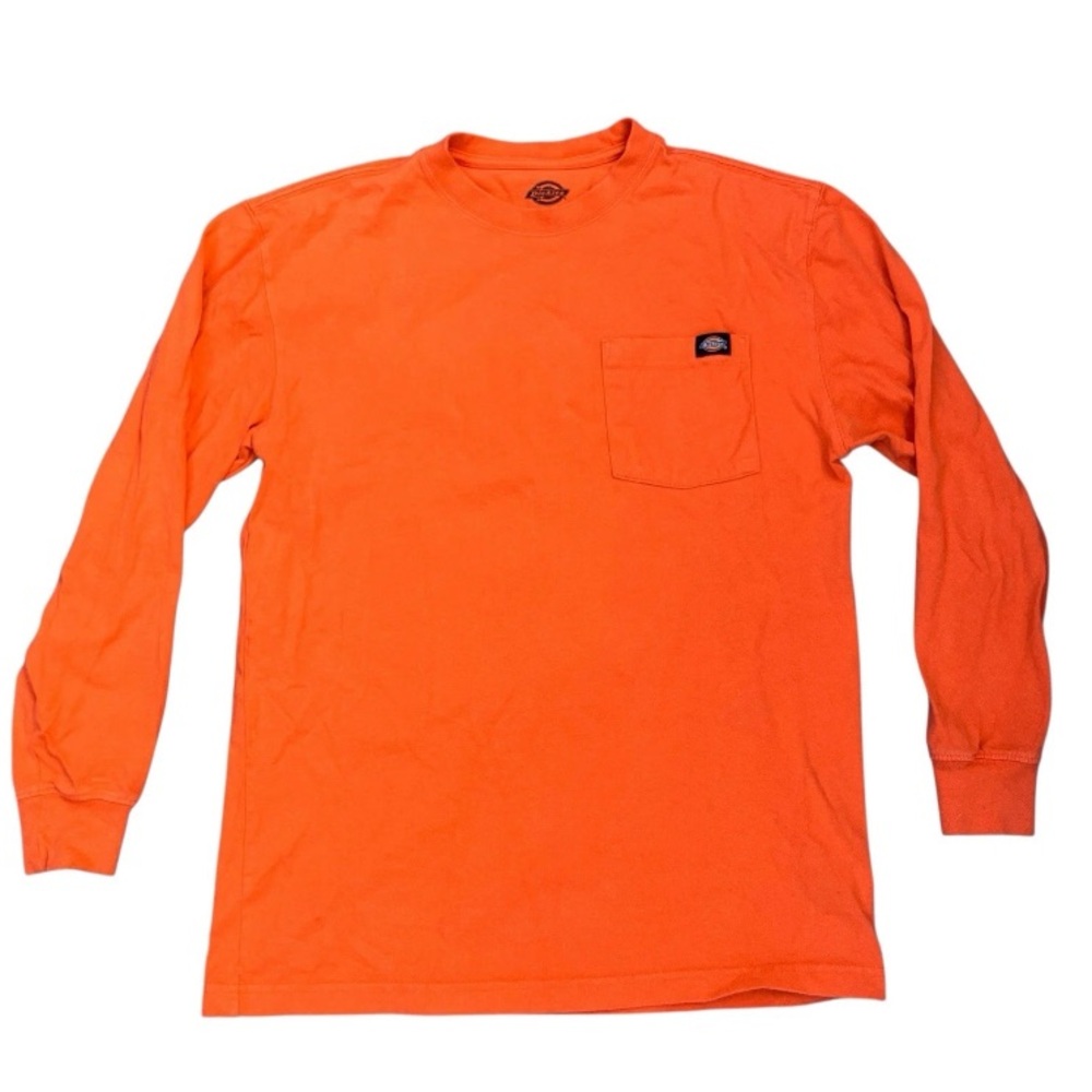 Dickies pocket tshirt Vibrant Orange Long Sleeve Small Work Shirt Visibility